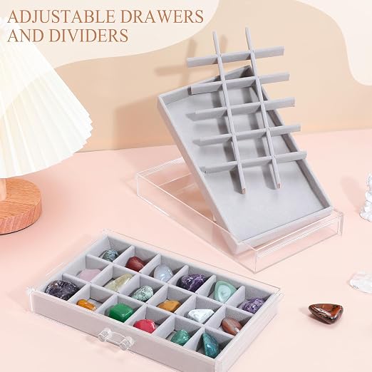 Misdary 90 Grid Rock Collection Box Clear Acrylic Display Case - Image 4