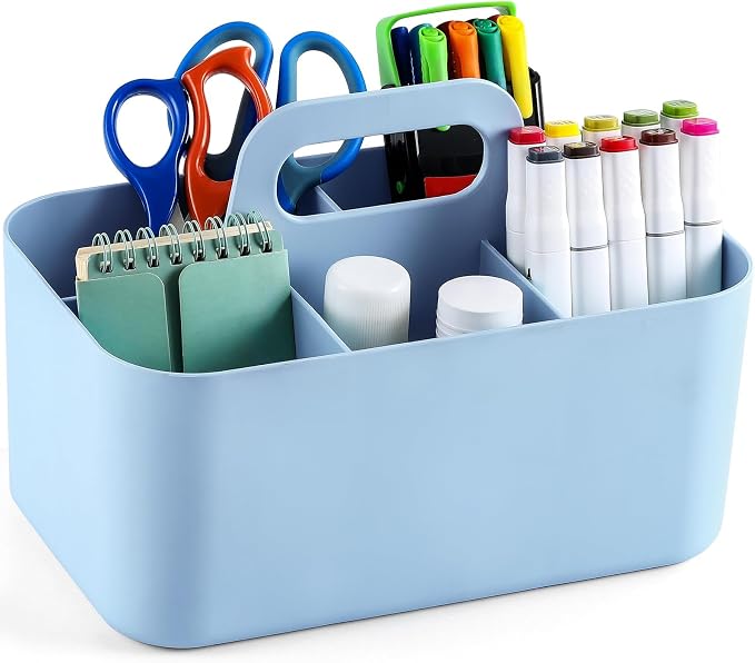 Multiuse Caddy Organizer with Handle, Portable Divided Plastic Tote Bin - Image 8