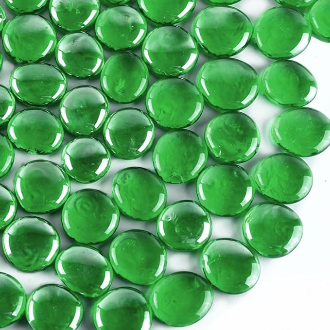 CYS EXCEL X-Large 1.1"-1.35" Green Glass Flat Gemstone Vase Fillers Multiple by CYSEXCEL%C2%AE