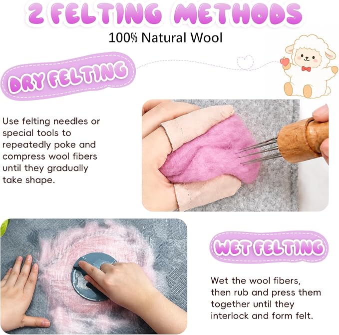 1.76oz Wool Roving: Needle Felting Wool White Roving Wool Felting Supplies Pure - Image 8