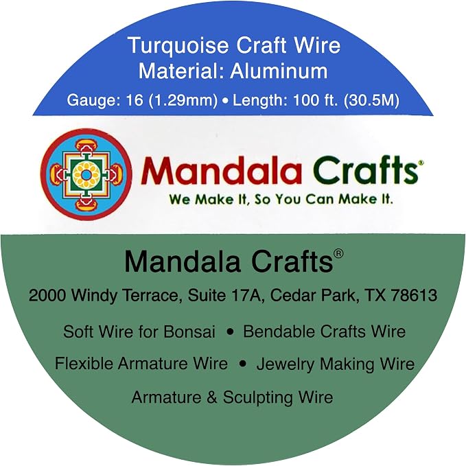 Mandala Crafts 16 Gauge Turquoise Anodized Aluminum Craft Wire, 100 FT | Colored - Image 3