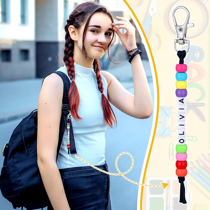 Suncalla 984 Pcs 24 Set Back to School Keychain Making Kit DIY Bead Craft | - Image 8