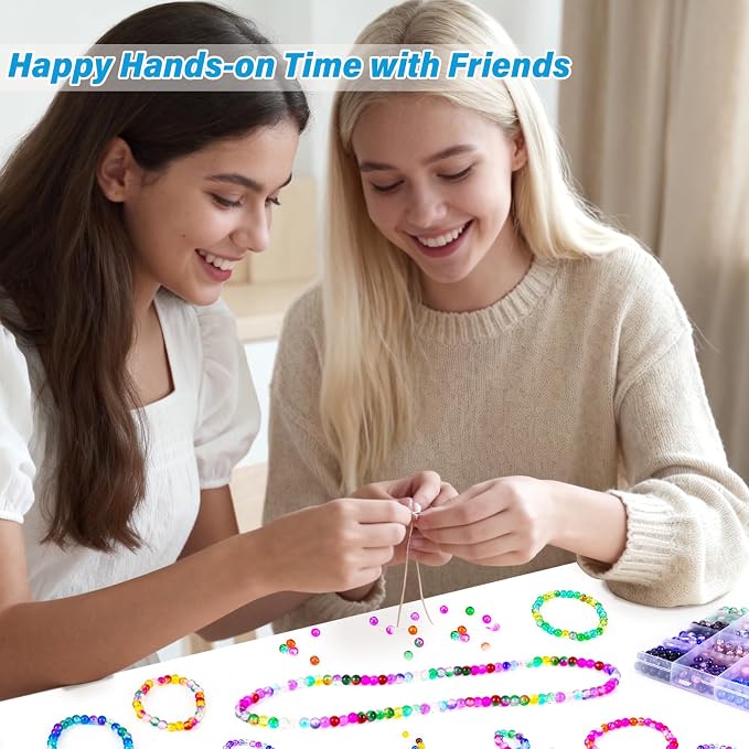 XSEINO About 1200PCS 6mm Crack Glass Beads, 24 Assorted Crack Violet Purple - Image 5