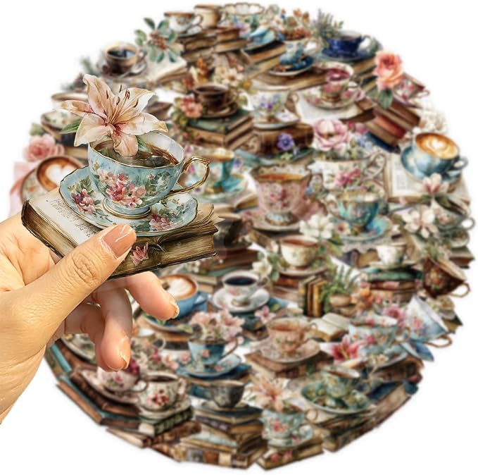 50 Pcs Clear Coffee and Book Aesthetic PET Stickers - Image 7