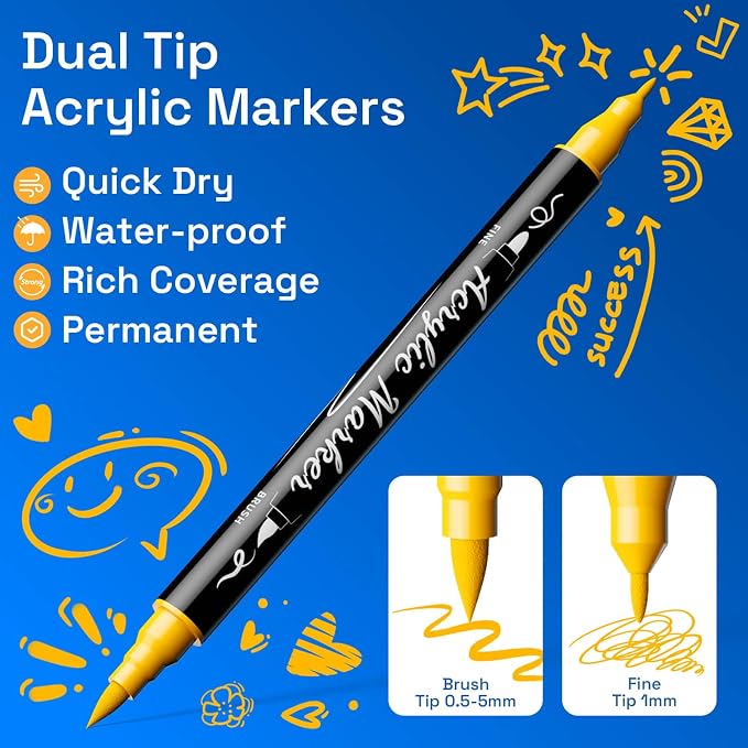 Coogert 80 Acrylic Paint Markers Set: Ultra-Opaque, Fine & Brush Dual Tip Paint - Image 3