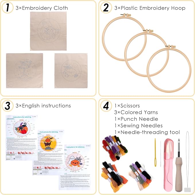 Peotclola Punch Needle Kit for Adults, 3 Sets Punch Needle Kits Beginner DIY - Image 3