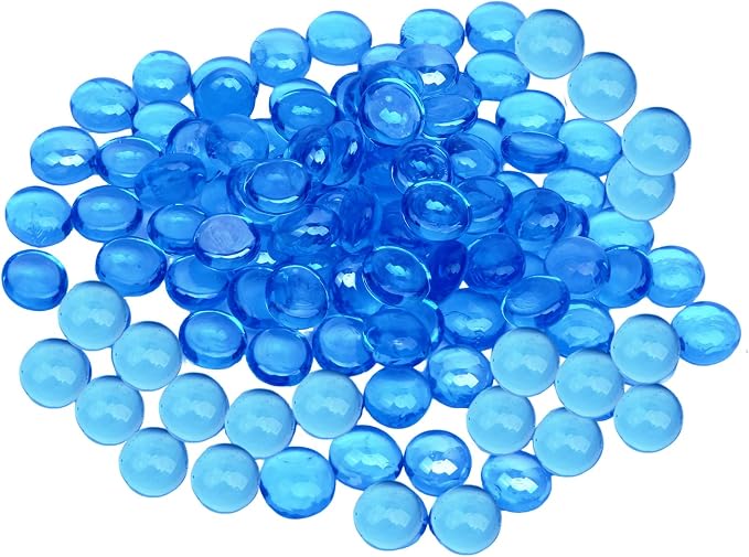 10 lb Light Blue Glass Beads for Vases, Glass Pebbles, Light Blue Flat Glass by Unknown