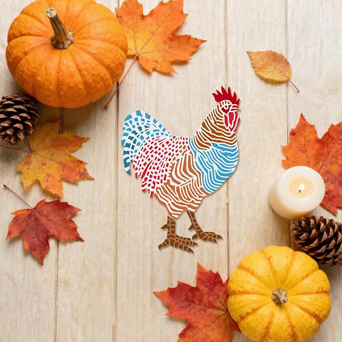 ORIGACH 2 Pcs Large Layering Coloring Dominique Chicken Stencil - Image 3