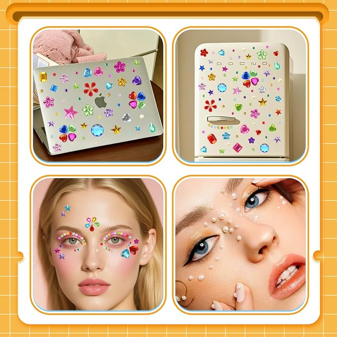 6100 PCS Gem Stickers, Self-Adhesive Rhinestone Stickers, 20 Sheets Colorful - Image 8