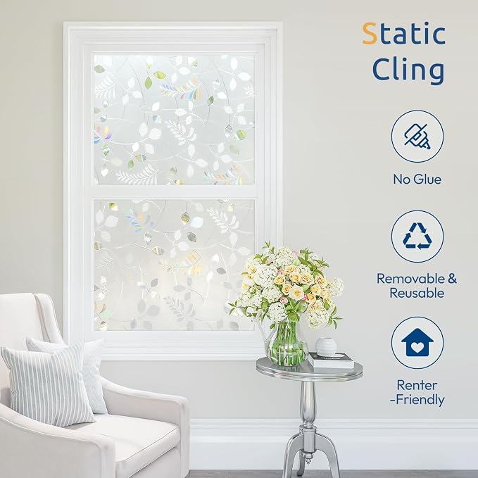 rabbitgoo Window Privacy Film, Frosted Glass Window Film, 29.5" x 78.7" | 3D - Image 8
