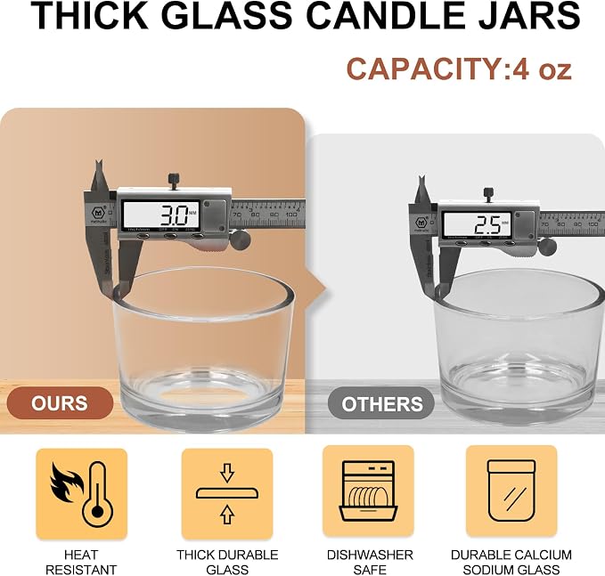 SHOWIN Thick Candle Jars for Making Candles 16 Pcs, 4 OZ Empty Jars - Image 2