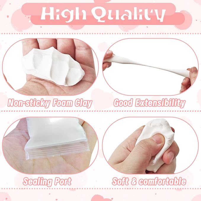 24 Pack White Air Dry Foam Clay, 8.5oz DIY White Model Clay, Soft Bulk Modeling - Image 3
