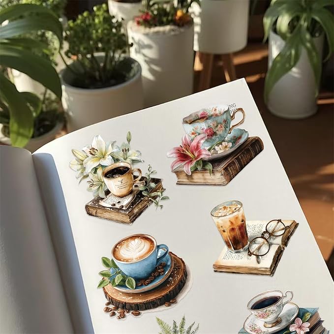 50 PCS Vintage Coffee Book Stickers - Image 8