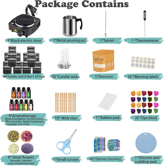 Haccah Candle Making Kit with Wax Melter, DIY Arts&Crafts Gift - Image 5
