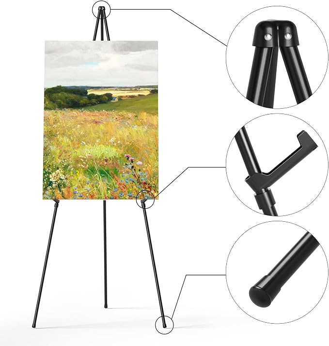 Easel Stand for Sign, Aredy 63" Portable Painting Easel, Lightweight Metal - Image 4