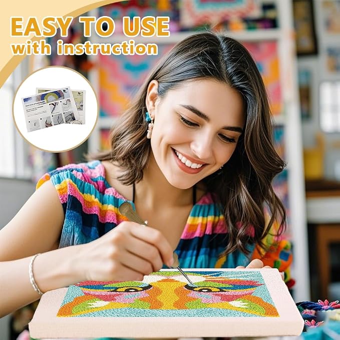 DOODLREAM Colored Cat Head DIY Punch Needle Embroidery Kit - Image 3