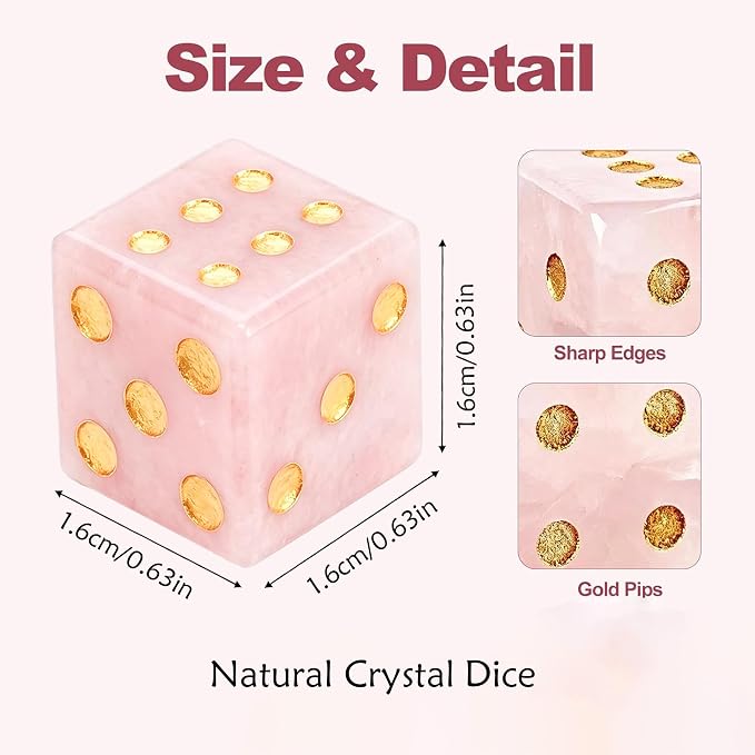 Natural Pink Stone Mahjong Dice Set of 2 - Image 4