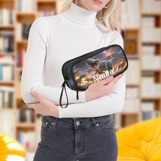 Custom Dinosaurs Roar Pencil Case Box Boys Girls Personalized Name Large Pencil - Image 6