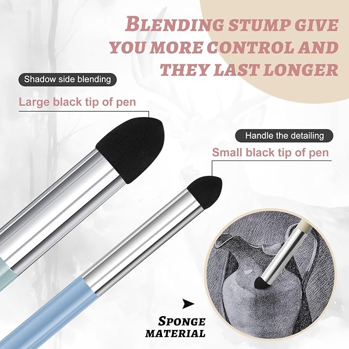 Kosiz 6 Pcs Blending Sponge Pen Double Headed Rub and Buff Washable Sketch - Image 5