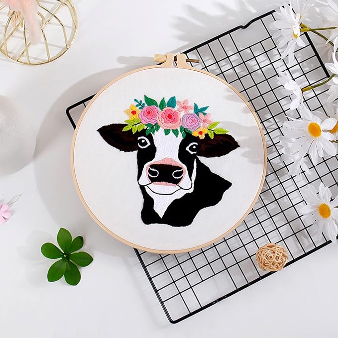 Louise Maelys Cow Beginners Embroidery Kits, Cross Stitch Starter kit - Image 5