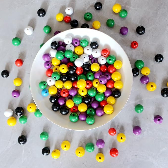 500Pcs Yellow Wooden Beads for Garlands, Round Wood Loose Beads - 10mm - Image 3