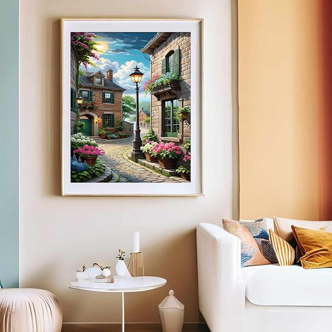 PHANTASYART Peaceful Street Paint by Numbers Kit - Image 3