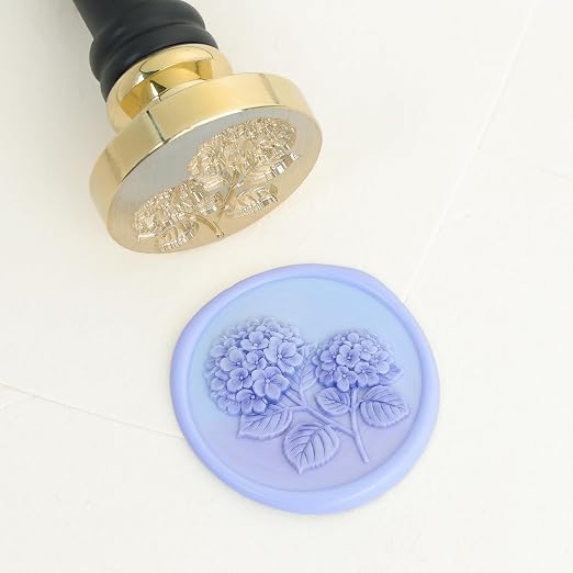 UNIQOOO 3D Embossed Relief Double Hydrangea Flowers Wax Seal Stamp by UNIQOOO