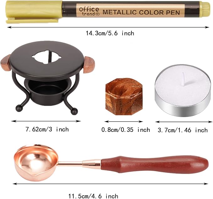YIPLED Sealing Wax Kit, 2 Pens, Stamp Spoon and Candles - Image 2
