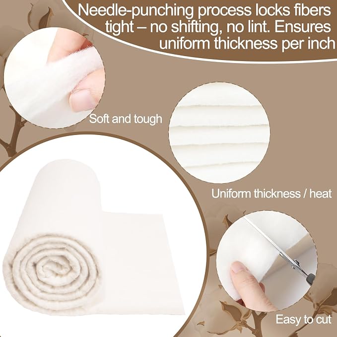 Natural Cotton Batting for Quilting Sewing Crafting & DIY Projects, Batting for - Image 4