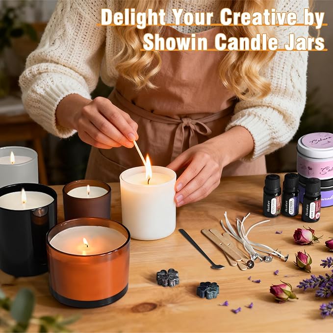 SHOWIN Thick Candle Jars for Making Candles 16 Pcs, 4 OZ Empty Jars - Image 8