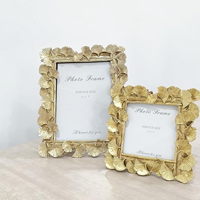 1PCS 5x7Inch Ginkgo Picture Frame | Bright Gold, Wall Tabletop Use, Fits 5x7 - Image 3
