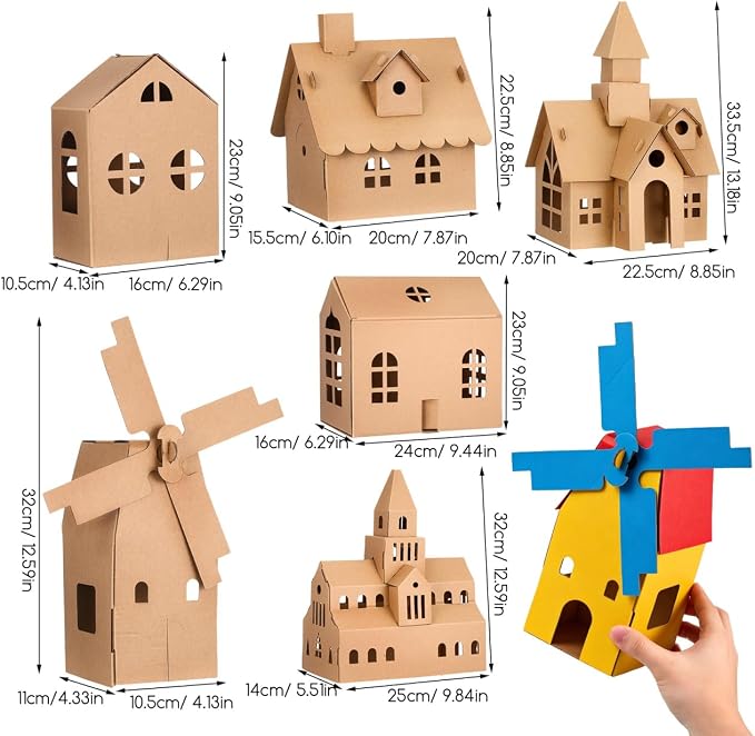 NUOBESTY 6 Pcs Cardboard Houses - Image 3