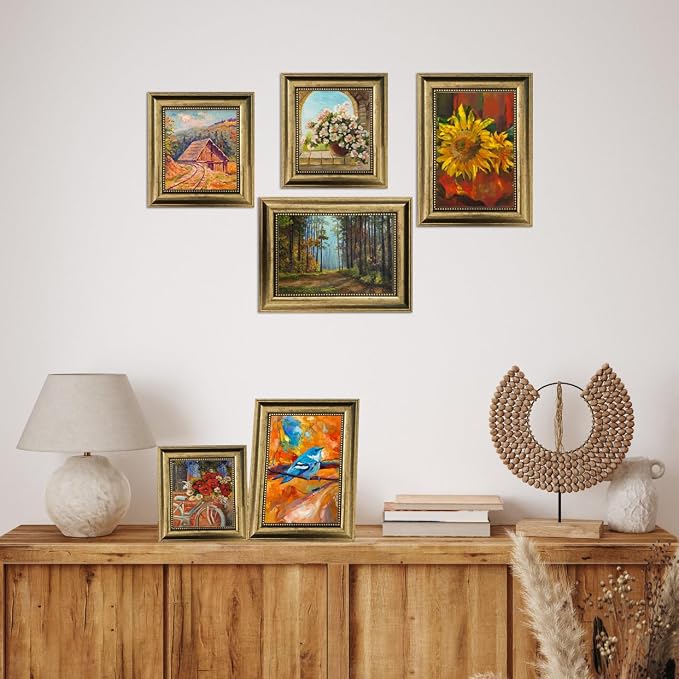 5.5x8 Picture Frame Set of 4, Vintage Picture Frame Gold Frames Ornate Vintage - Image 5