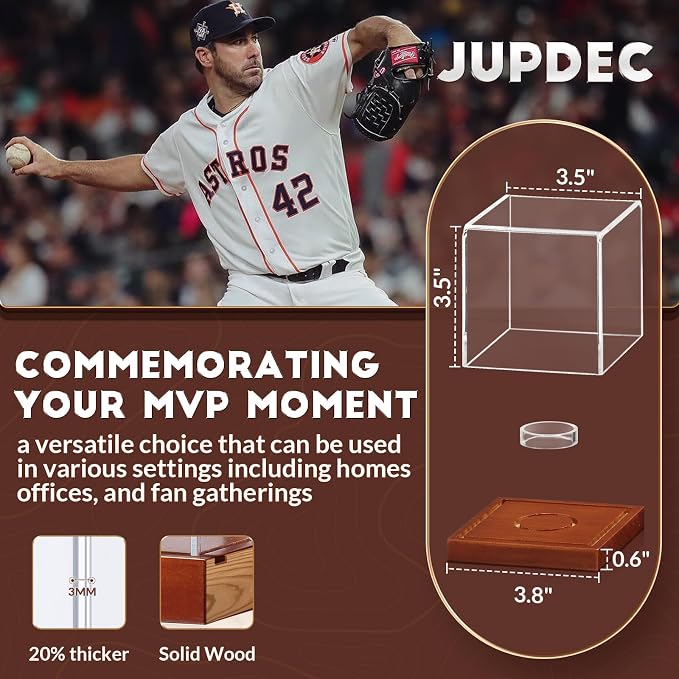 JupDec Baseball Display Case 4 Pack, Autograph Baseball Stand Box - Image 5