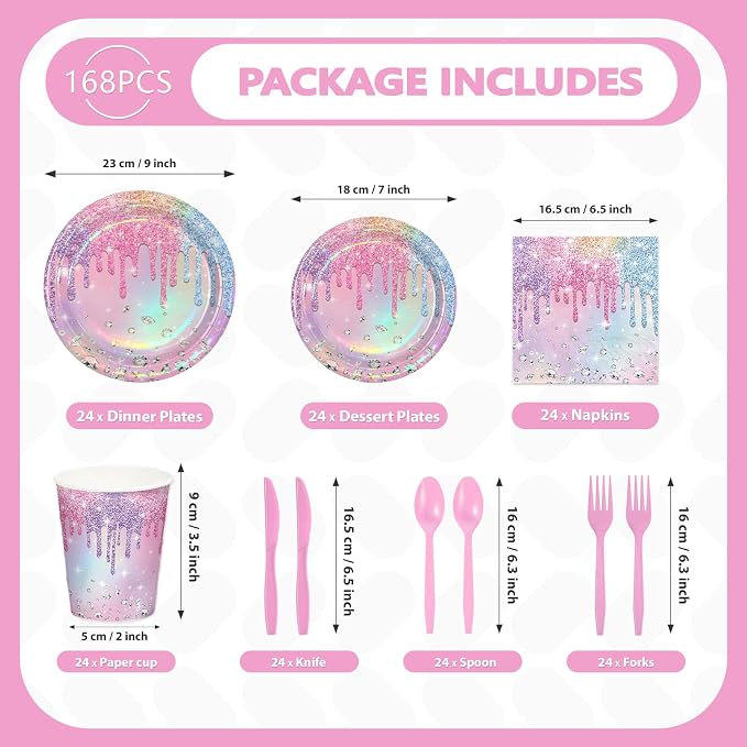 168Pcs Iridescent Birthday Party Decorations - Image 2