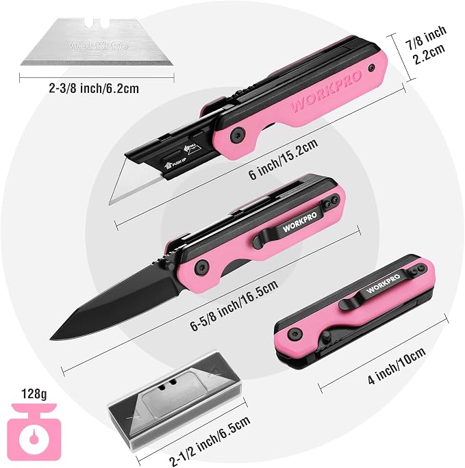 WORKPRO 2-in-1 Folding Knife/Utility Knife, Quick-Change Box Cutter - Image 3