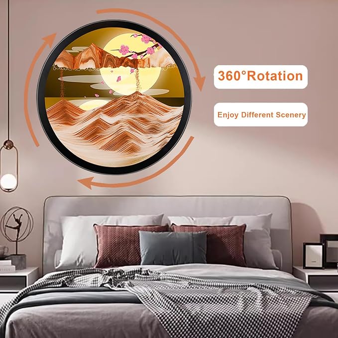 TNSLGHS Moving Sand Art, Wall Mounted Sand Art Liquid Motion, 360°Rotate Moving - Image 2