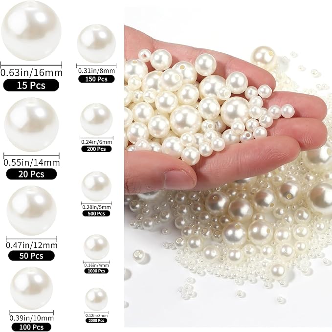 4035pcs Creamy White Pearl Beads - Image 2