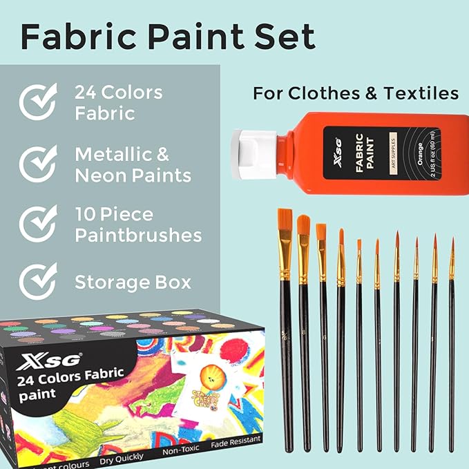 24 Colors Fabric Paint For Clothes Permanent, Soft Fabric Paint in Bottles - Image 6
