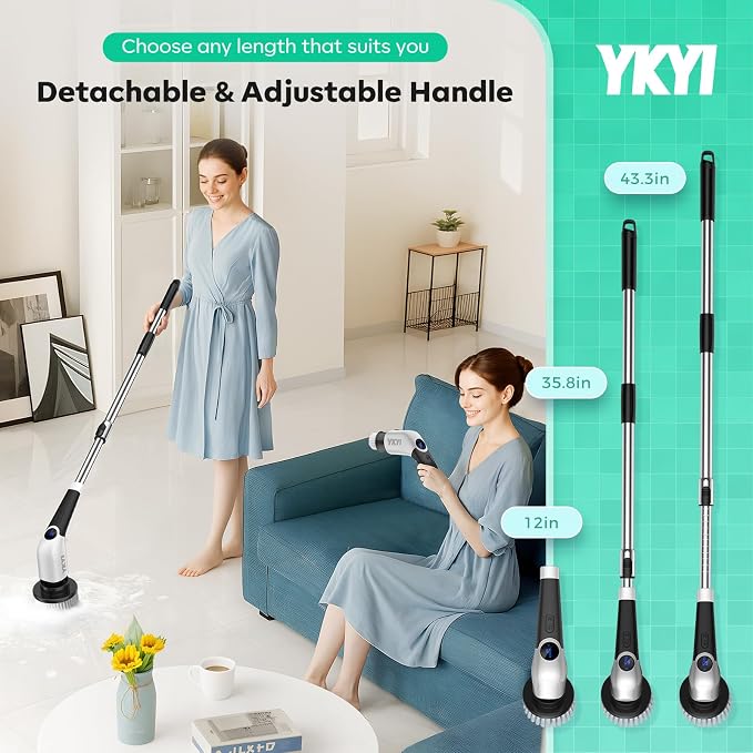 YKYI Cordless Electric Spin Scrubber, Power Cleaning Brush - Image 2