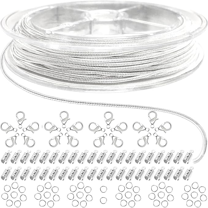 Jishi 33ft Silver Snake Chain 1.2mm Jewelry Making Chains by Jishi