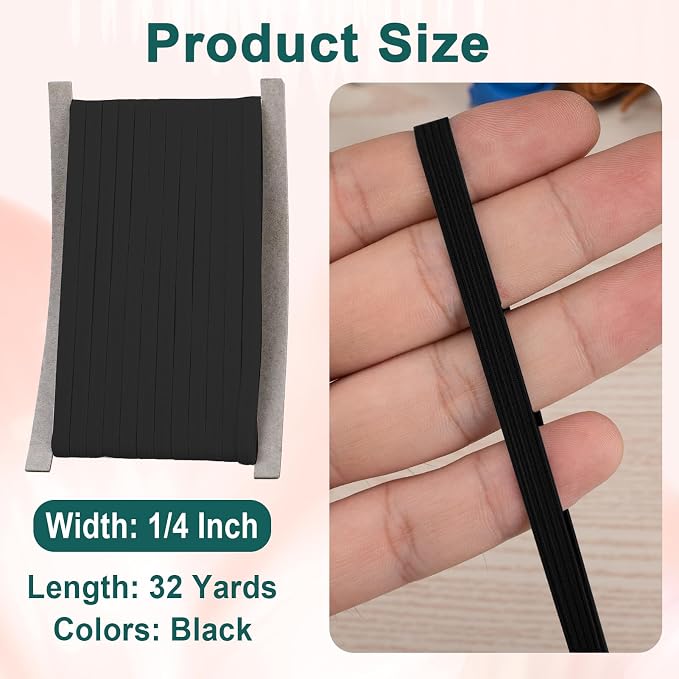 Airisoer 1/4 Inch Elastic Band for Sewing, 32 Yard High Elasticity Sewing - Image 2