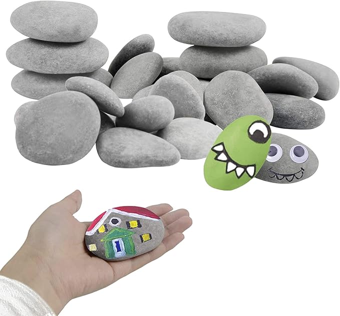 Simetufy 30 River Rocks for Painting 1.2-3.5 inch, Natural Stones, Smooth & by Simetufy