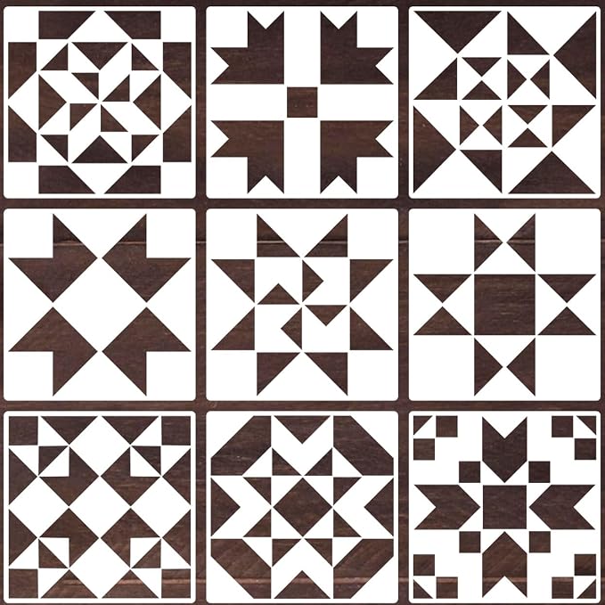 Barn Quilt Stencils for Crafts Reusable 12” Quilt Block Stencil Drawing by zosylley