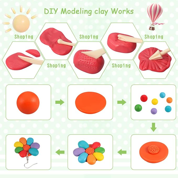 CiaraQ 60-Color Polymer Clay Oven Bake Modeling Kit | 14 sculpting tools - Image 8