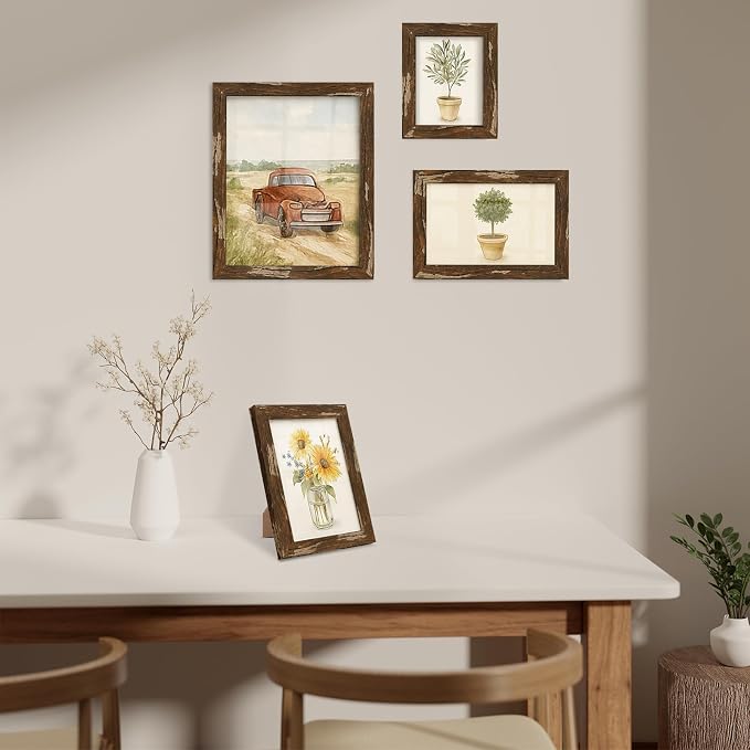puthiac 8x10 Rustic Farmhouse Picture Frame, Warm Walnut, 1 Pack | Distressed - Image 7