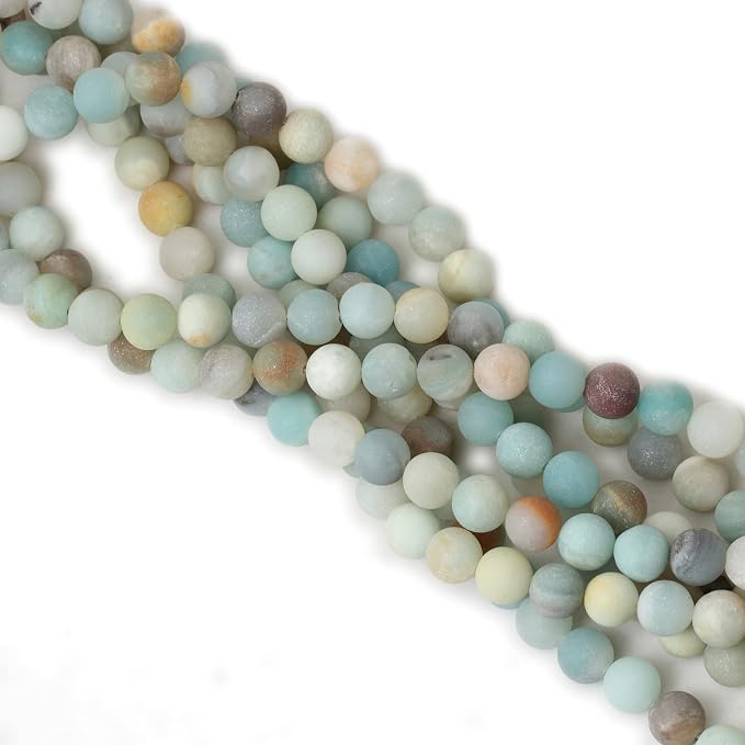 35PCS 10mm Natural Colorful Frosted Amazonite Gemstone Round Loose Beads Stone - Image 4