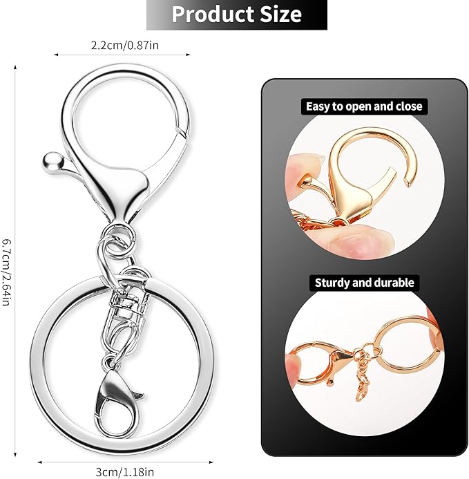 Gkeygo 10 Pack a Set Metal Lobster Claw Clasps and Key Rings, Key Chain - Image 2