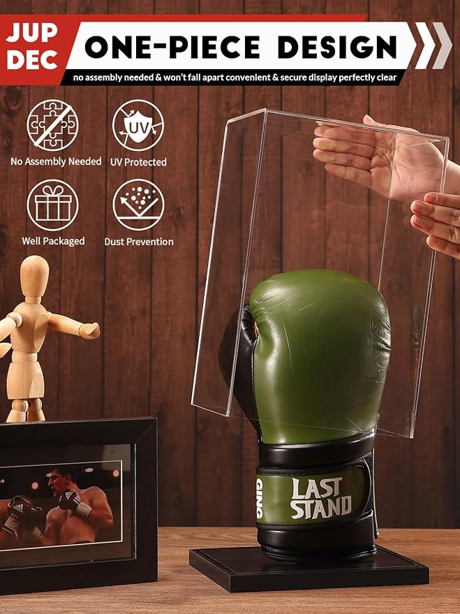JupDec Boxing Glove Display Case, Full Size UV Protection Souvenirs and - Image 2