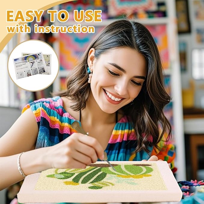 Doodlream Cartoon Cactus DIY Punch Needle Embroidery Kit - Image 3